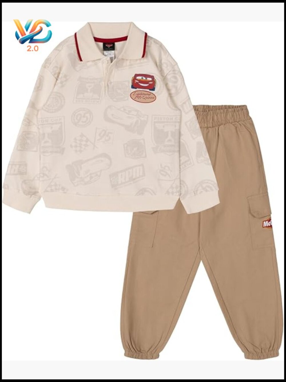 Cars Lightning McQueen French Terry Polo & Jogger Set Toddler Boys Outfit